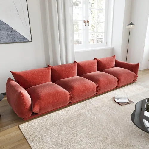 Vista 19 de JACH Mid-Century - Sofá modular moderno de felpilla para sala de estar, sofás minimalistas profundos de 3 asientos con cojín grueso, muebles cómodos