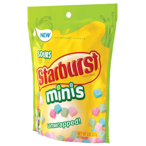 Vista 3 de Starburst Sours Minis - Bolsa de dulces masticables de frutas, 8.0 onzas