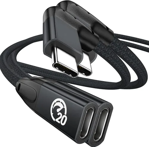 Vista 16 de UseBean Cable de extensión USB C en ángulo recto de 0.6 pies, 90 grados USB-C 3.2 Gen 2 20Gbps macho a hembra tipo C 4K cable extensor de video