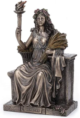 Vista 3 de Veronese Design Estatua de bronce antiguo de la diosa griega romana de la agricultura de 9 pulgadas con acabado de bronce antiguo