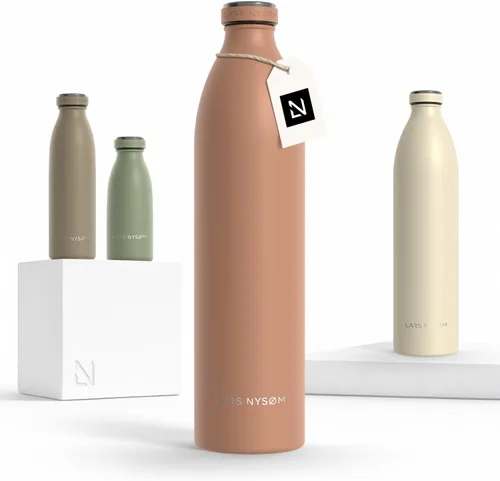 Vista 35 de LARS NYSØM Botella de agua aislada de acero inoxidable de 12 onzas, 17 onzas, 25 onzas, 34 onzas, 51 onzas, frasco térmico aislado para bebidas