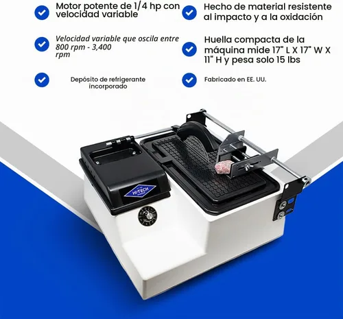 Vista 4 de Hi-Tech Diamond - Sierra de corte lapidario de 6 pulgadas para rocas y minerales, incluye tornillo de banco