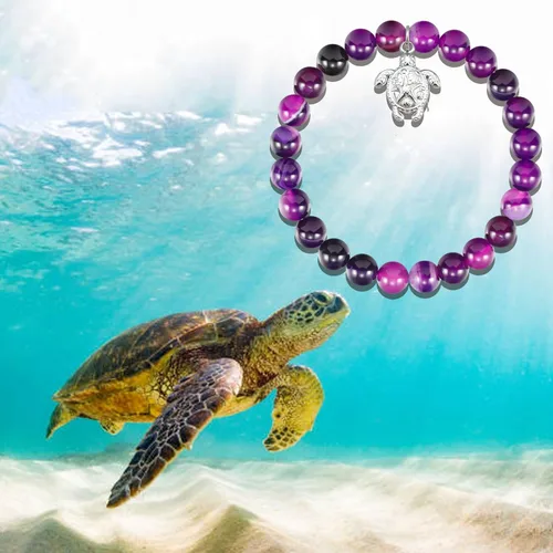Vista 5 de MollyQueen Pulsera de tortuga marina, regalos para amantes de las tortugas, regalos de tortuga marina, joyería inspiradora de Navidad, regalo