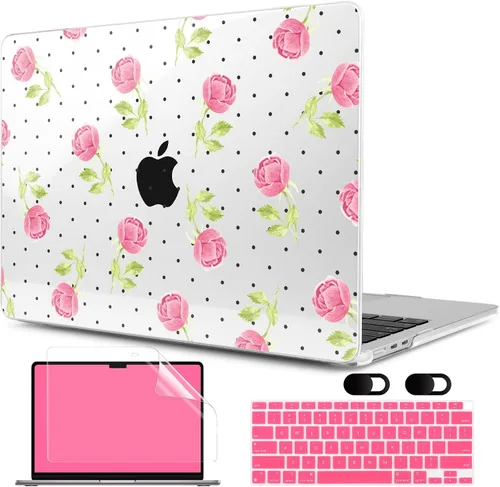 Vista 21 de MEEgoodo Funda para MacBook Air de 13 pulgadas 2021 2020 2019 2018 lanzada A2337 M1 A2179 A1932 con Touch ID, carcasa rígida de plástico y cubierta