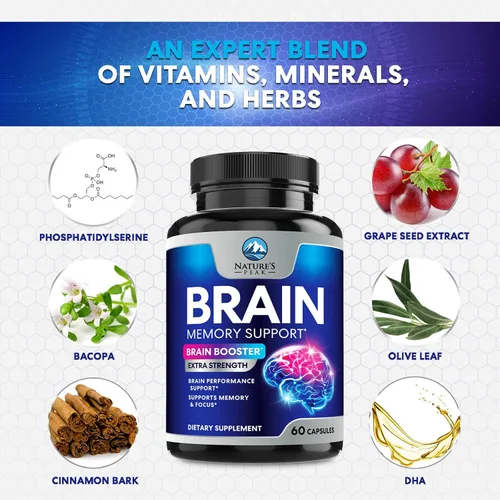 Vista 7 de Suplemento de Memoria Cerebral - Nootrópicos de Fuerza 3X para Concentración, Claridad y Apoyo del Enfoque - Vitaminas Cognitivas para la Salud