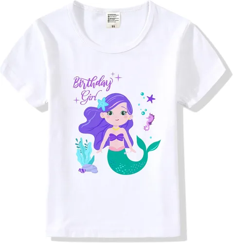 Vista 2 de Tutu and Sian Mermaid Outfit Set Shirt, Rainbow Tutu Dress, Satin Sash, Headband Birthday Gifts for Girls Costume