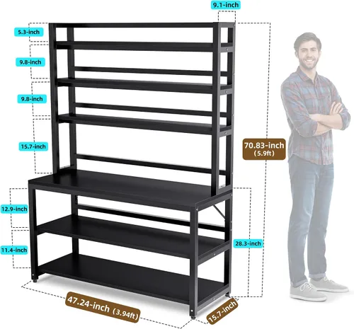 Vista 3 de Aquzee Estante grande para panaderos para cocinas, 47 pulgadas de ancho