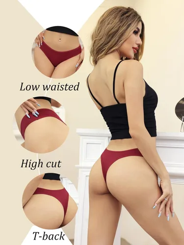 Vista 4 de Tangas de algodón transpirable para mujer, ropa interior de bikini suave y cómoda, paquete de 6