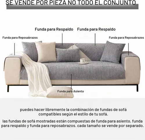 Vista 2 de vctops Funda de felpilla suave para sofá, color liso, tejido a rayas, texturizado, lavable, antideslizante, para perros y mascotas, 1 pieza/no todo