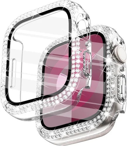 Vista 38 de Surace - Carcasa de 1.49 pulgadas compatible con Apple Watch con protector de pantalla, caja protectora general con diseño de diamantes brillantes