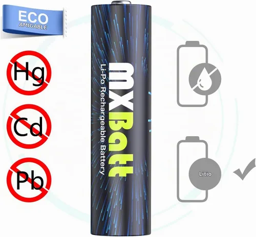 Vista 4 de 4 pilas AA recargables de litio, 1.5 V 3400 mWh de alta capacidad