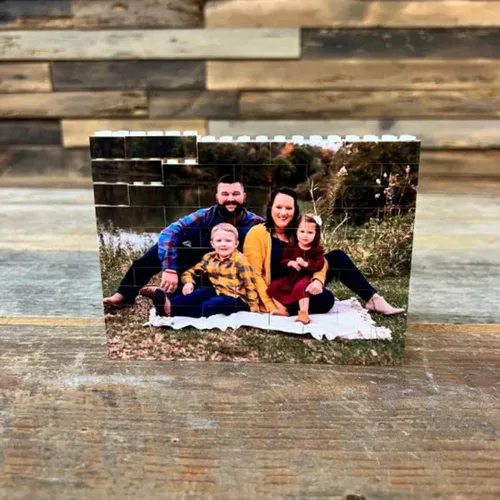 Vista 7 de Impresión fotográfica de bloque de construcción personalizada, regalo personalizado para parejas, amigos o familia, divertido recuerdo de recuerdo