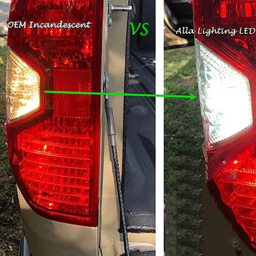 Vista 6 de Alla Lighting Recién actualizado T20 7440 7443 LED Focos de respaldo, reversa, señal, luz de freno o DRL, 6000K blanco Xenón, súper brillantes