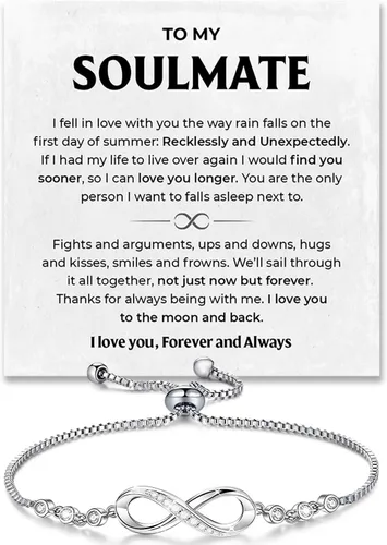 Vista 8 de Pulsera Para Mi Alma Gemela, pulsera de alma gemela para mujeres, regalo de joyería de alma gemela de novio, marido, amigo con tarjeta de mensaje