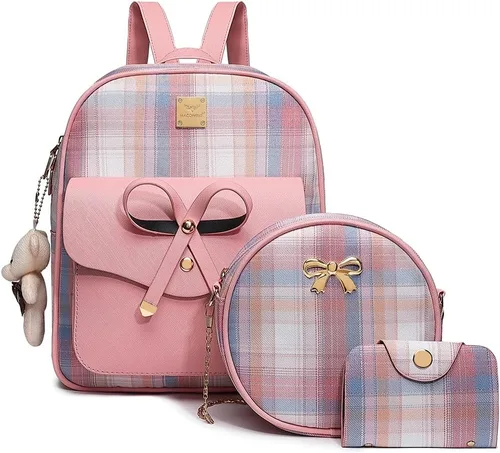 Vista 7 de MACCINELO Linda mochila de cuero para mujer, mochila pequeña con lazo para regalo de niñas, bolsa de hombro para mujer, 3