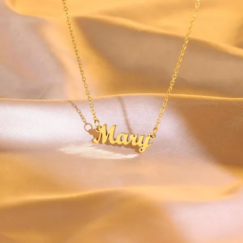 Vista 4 de Ldurian Valentine's Day Gifts Name Necklace Name Pendant Necklace Christmas Gifts 14K Gold Dainty Name Plate Necklaces Birthday Jewelry Gift for