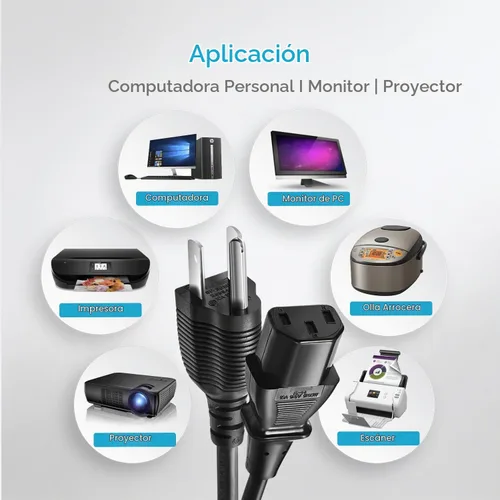 Vista 5 de Chanzon Cable de alimentación de CA 3 clavijas NEMA 5-15P IEC320C13 10A
