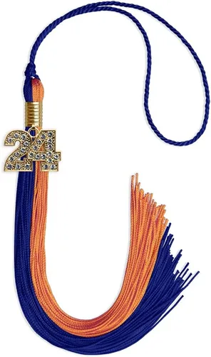 Vista 24 de Endea Graduation Borla de doble color con dije dorado (negro/oro brillante, 2022)