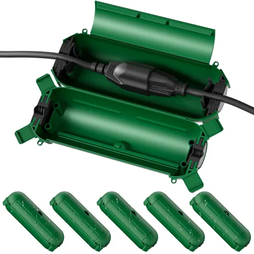 Vista 16 de Flemoon - Paquete de 3 fundas impermeables para cable de extensión para exteriores Small Electrical Connection Box for Straight Plug, Socket