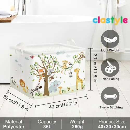 Vista 6 de Clastyle Woodland Nursery Animal Tree Baby Gift Storage Basket para habitación de niños Impermeable grande ropa sucia libro regalo juguete