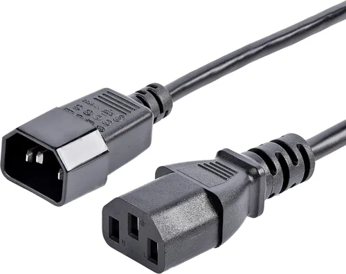 Vista 8 de StarTech Cable de extensión de alimentación de 1 pie, C14 a C13, 10A 125V, 18AWG, extensión de cable de alimentación de computadora, IEC-320-C14 a