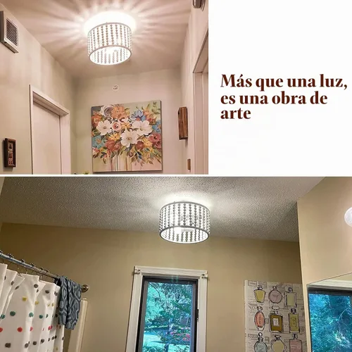 Vista 5 de tewei Candelabro de Cuentas de Madera, Accesorio de Luz de Techo Semi Empotrado Estilo Boho para Cuarto de Bebé, Candelabro Rústico de 3 Luces