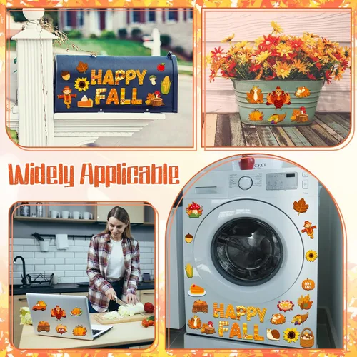 Vista 7 de 29 imanes de otoño para refrigerador, Día de Acción de Gracias, imán magnético para nevera, cosecha, otoño, decoración para buzón, casillero