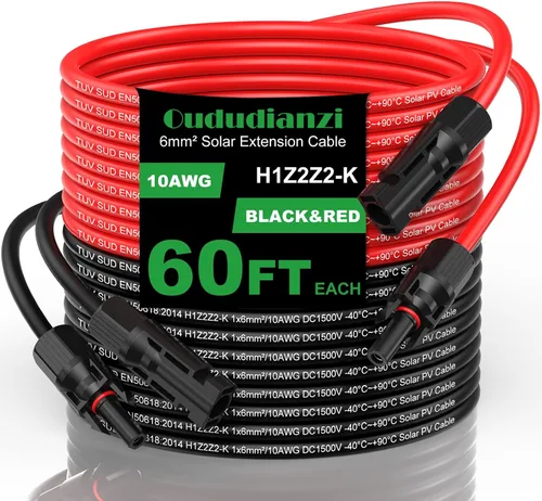 Vista 11 de Oududianzi Cable de extensión solar de 10 pies, cable solar de 10 AWG, cable fotovoltaico de cobre estañado de calibre 10, cables y conectores