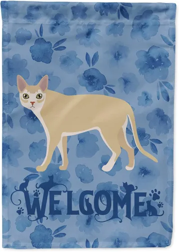 Vista 87 de Caroline's Treasures CK4813CHF - Bandera de bienvenida con gato abisinio azul, manga grande, para porche, para colgar en la pared, poliéster