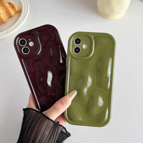 Vista 3 de Caseative Funda para iPhone 12, color negro Galjanoplastia de cromo suave de la burbuja del meteorito de la onda de la ondulación