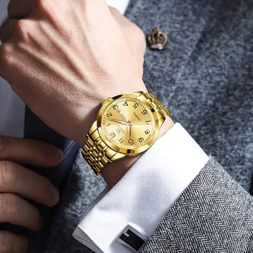 Vista 2 de OLEVS Reloj para Hombre Mujer Cara Grande Unisex Diamante Lujo Vestir Analógico Cuarzo Acero Inoxidable Impermeable Luminoso Fecha Negocios Informal
