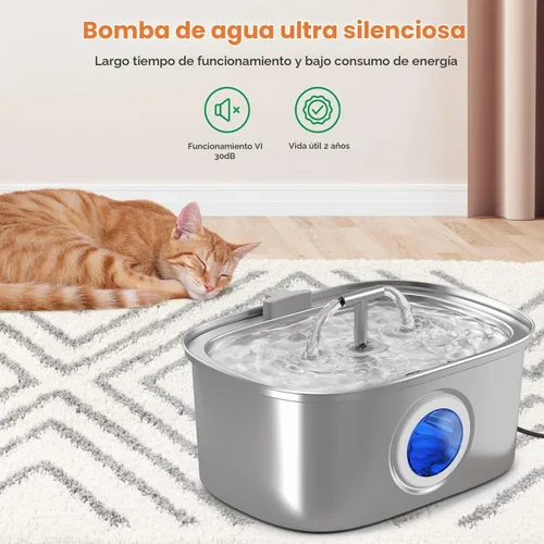 Vista 5 de Fuente de agua para gatos de acero inoxidable: Fuente de agua para mascotas