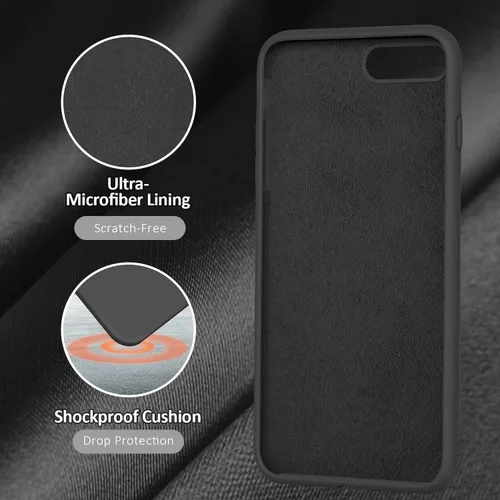 Vista 5 de Vooii Funda compatible con iPhone 8 Plus, iPhone 7 Plus, protección de goma de gel de silicona suave, forro de microfibra, carcasa rígida a prueba
