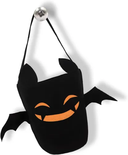 Vista 8 de Cubo de Halloween para truco o trato para niños, cesta espeluznante de murciélagos y caramelos, multiusos, portátil, reutilizable, cubo de golosinas