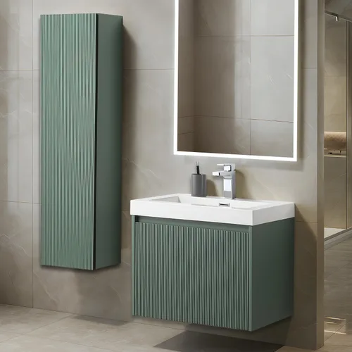 Vista 34 de Blossom Lavabo de baño de 20 pulgadas con tocador, todo en madera montado en la pared, gabinete flotante de baño con tocador con fregadero