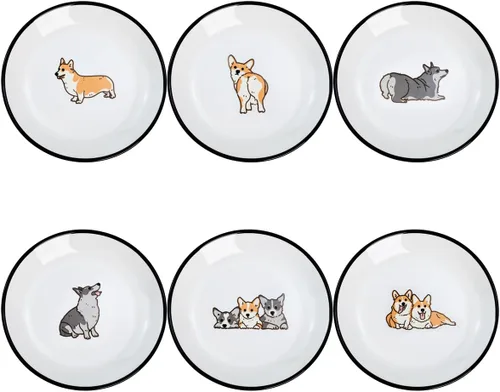 Vista 20 de Divertidos platos de cerámica con diseño de vaca y pájaro de caricatura, platos de condimentos, cuencos de sushi y soja, platos de aperitivo, platos