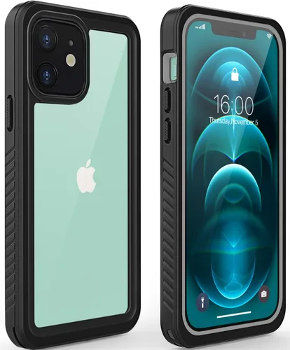 Vista 10 de Diverbox - Funda impermeable para iPhone 12, resistente al agua, a prueba de golpes, a prueba de polvo, IP68 de cuerpo entero, protector de pantalla