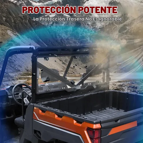 Vista 2 de StarknightMT Ventana trasera transparente compatible con Polaris Ranger XP
