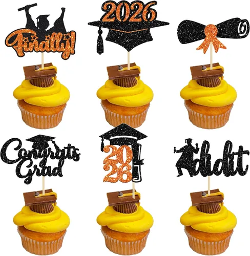 Vista 21 de Gyufise 1 paquete de decoración de pastel de graduación 2025 con purpurina de felicitaciones clase de 2025, decoración de pastel de diploma 2025