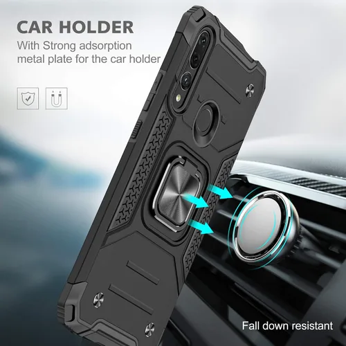 Vista 3 de Asuwish Funda compatible con Huawei Y9 Prime 2019 y protector de pantalla de vidrio templado, soporte de anillo celular con soporte para teléfono