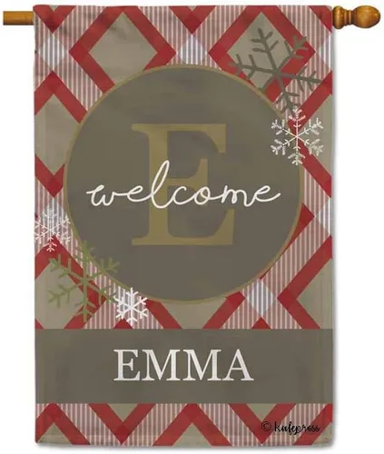 Vista 9 de Welcome Style Initial Garden Flag Snowflake Decor Customized Your Last Name 12.5X18 Inch Print Double Sided