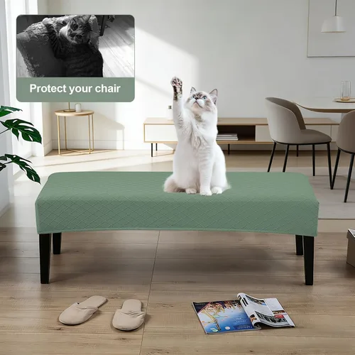 Vista 8 de CALBODE Juego de 4 fundas de asiento impermeables para sillas de comedor con funda elástica de tela jacquard, fundas extraíbles y lavables