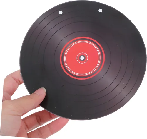 Vista 4 de 2 juegos de guirnaldas retro de rock y pancarta con notas musicales negras y decoraciones colgantes de registros, decoración de fiesta de cartulina