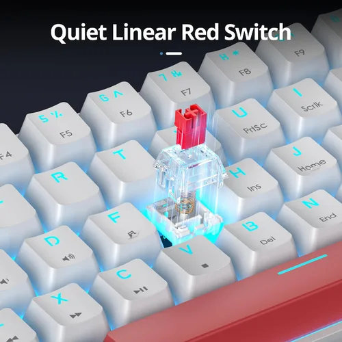 Vista 2 de surmen Teclado mecánico 60% para juegos con interruptor lineal rojo, mini teclado compacto con cable retroiluminado 60% para computadoras portátiles