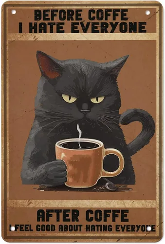 Vista 26 de Cartel de metal con diseño de gato negro con texto en inglés "Angels Don't Always Have Wings", póster de metal vintage de 8 x 12 pulgadas, letrero