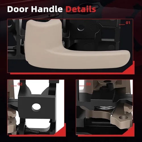 Vista 5 de cciyu Manijas de puerta para Toyota Tundra 2000-2006 Interior Trasero Izquierdo Pasajero Lado Derecho, Color Beige, 4 piezas