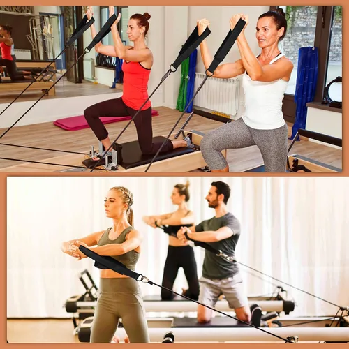 Vista 7 de TOBWOLF 2PCS Pilates Straps for Reformer, Double Loop D Ring Foot Hand