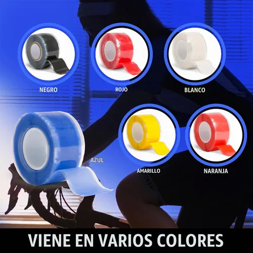 Vista 3 de Domain Cycling - Cinta de manillar de bicicleta - Cinta impermeabilizante de silicona autofusible - Rollo de 10 pies de cinta de manillar Negro