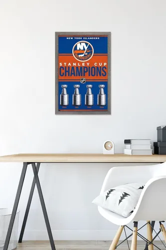 Vista 6 de Trends International NHL New York Islanders - Póster de pared Champions 23, 22.4 pulgadas de largo x 14.7 pulgadas, versión enmarcada en madera