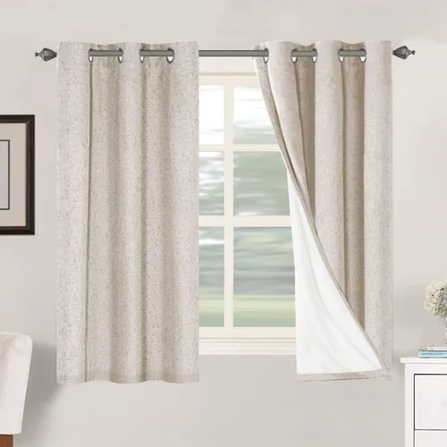 Vista 29 de H.VERSAILTEX Cortinas 100% opacas con aislamiento térmico, texturizadas, de lino, con bloqueo completo de calor y luz, para sala de estar y Negro